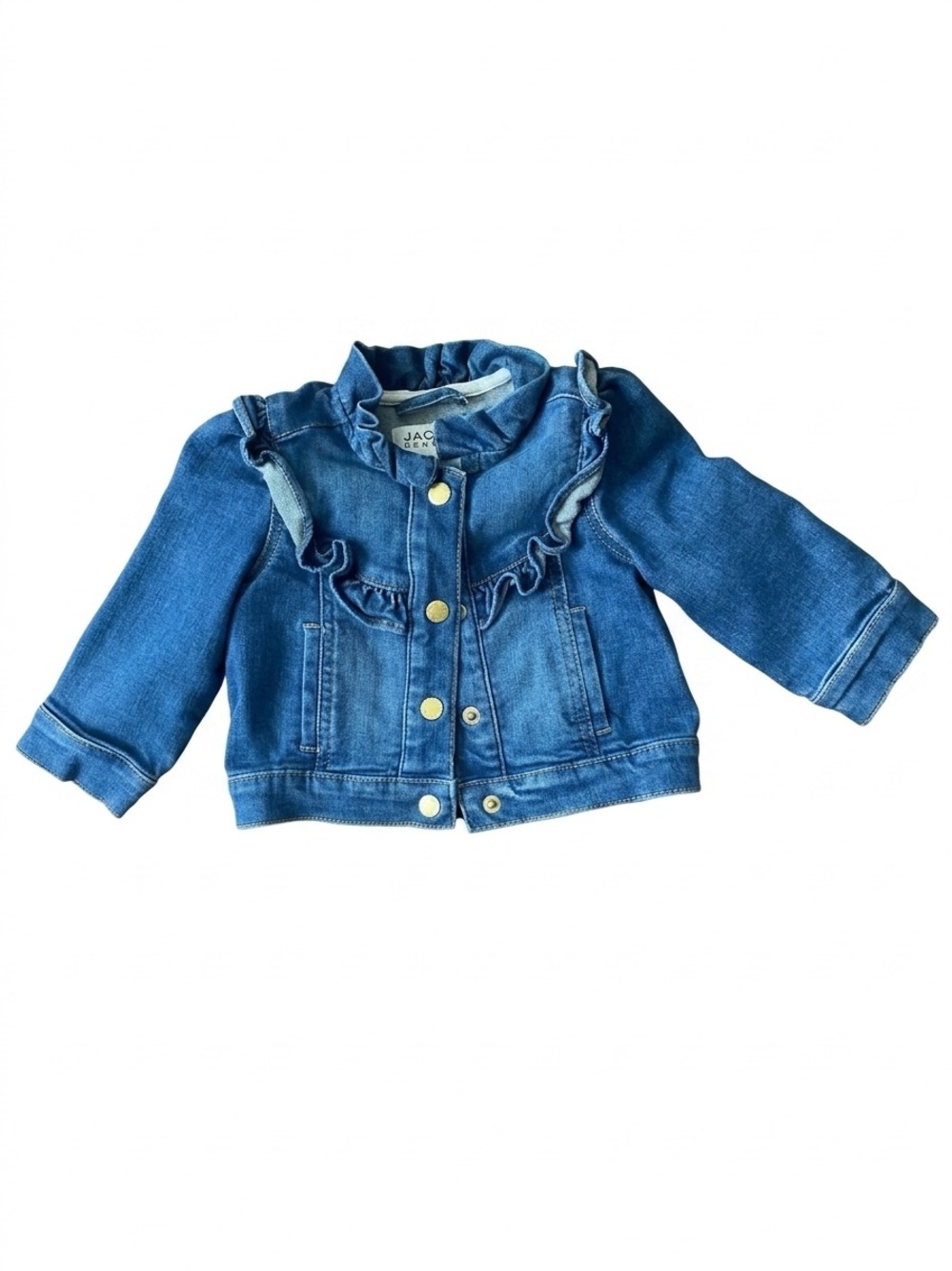 Janie & Jack Denim Ruffle Jacket 12-18 Months Jean Coat Medium Wash Blue
